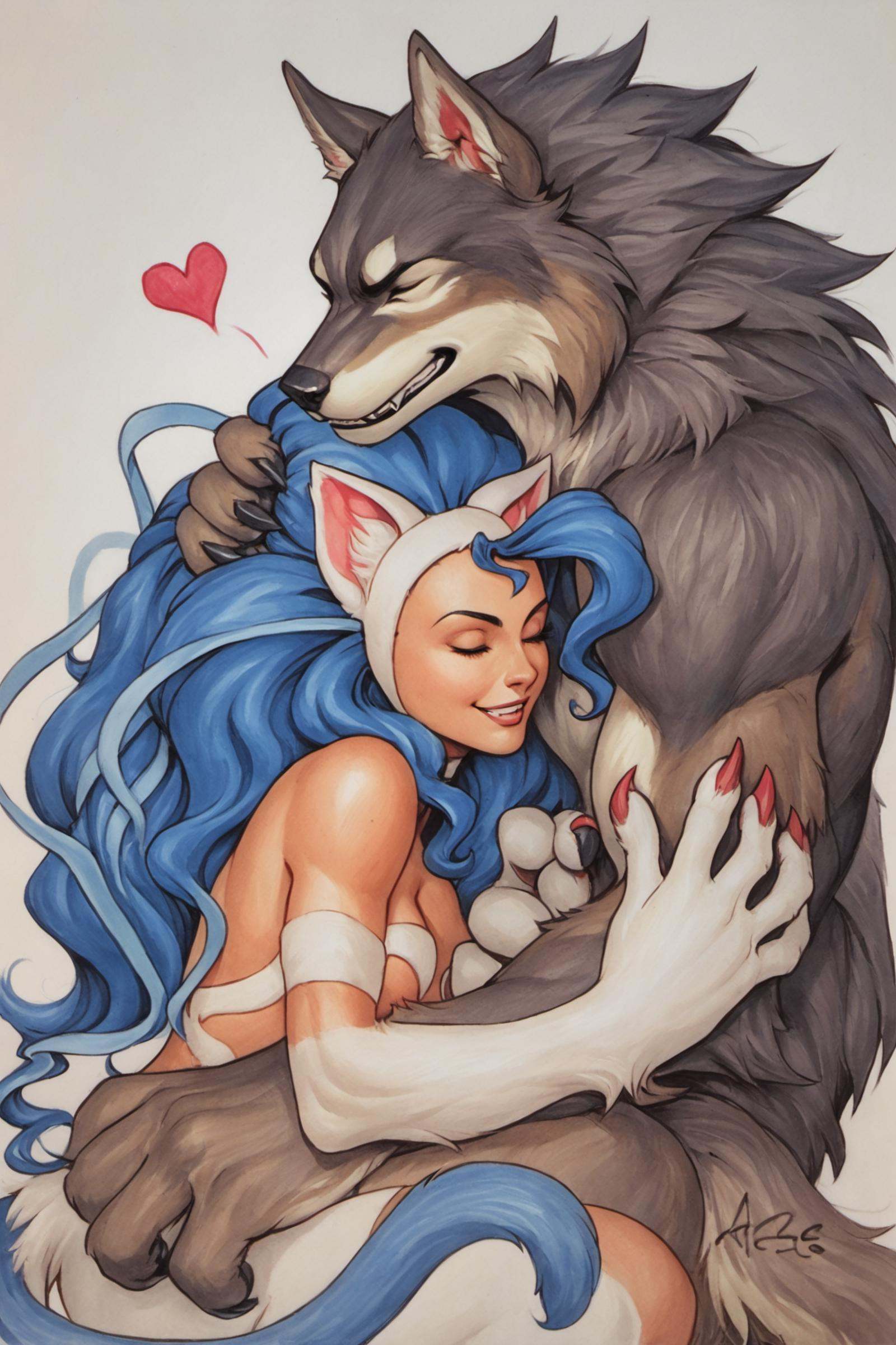 1girl,  werewolf,  big hair on Tensor.Art