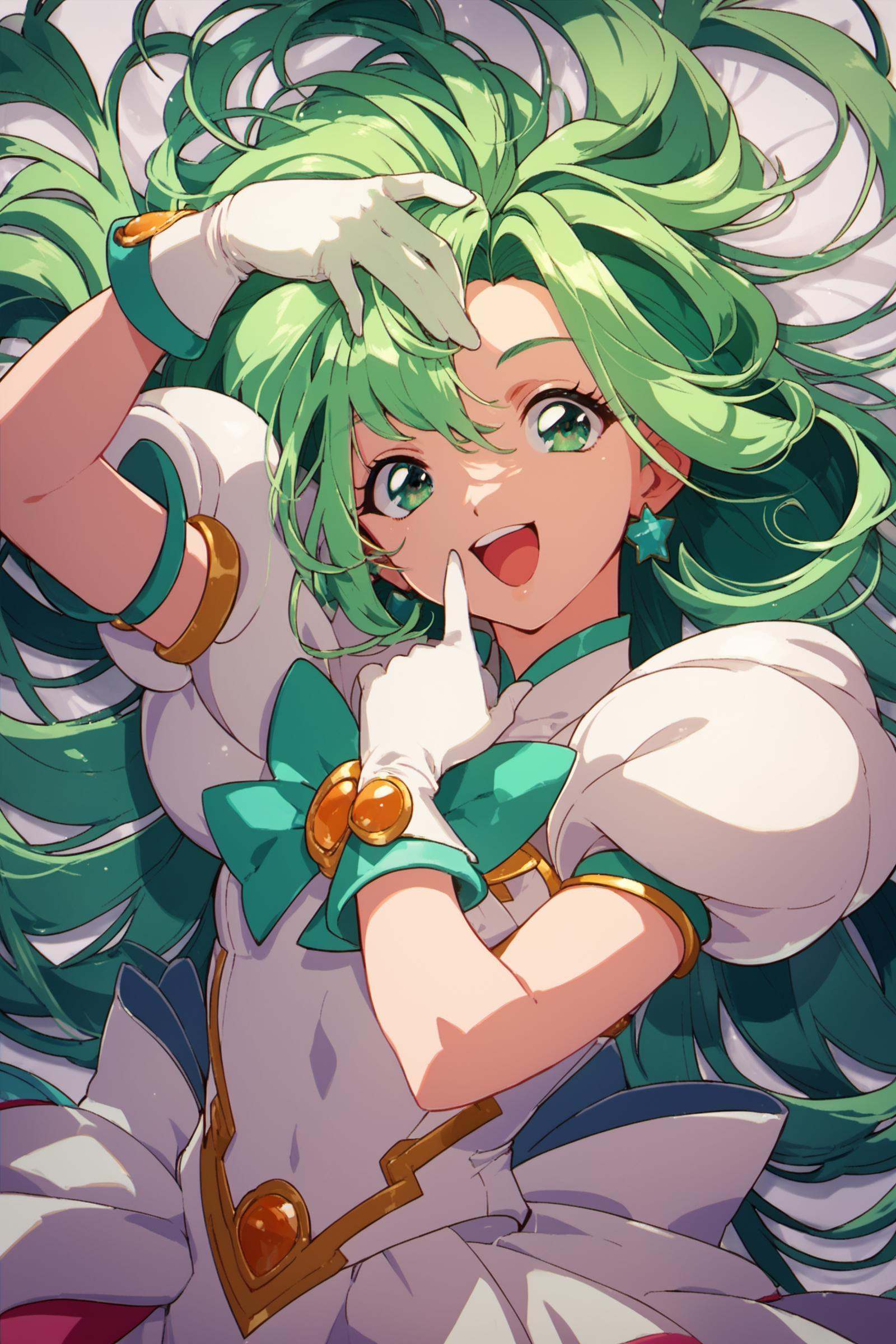 1girl,  gloves,  green hair on Tensor.Art