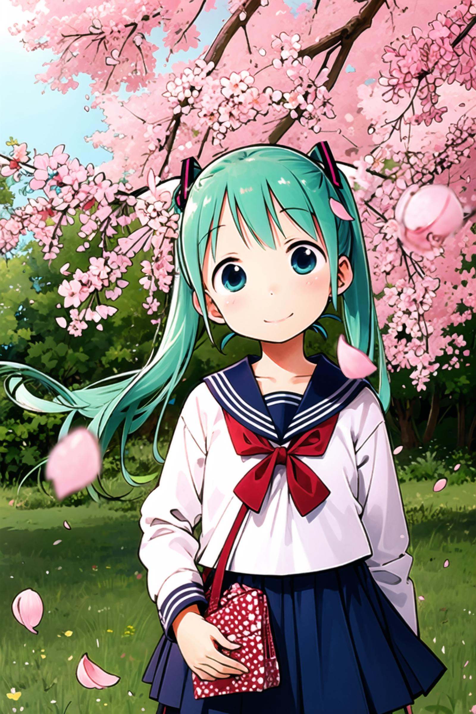 Ichigo Mashimaro,  school uniform,  green hair on Tensor.Art