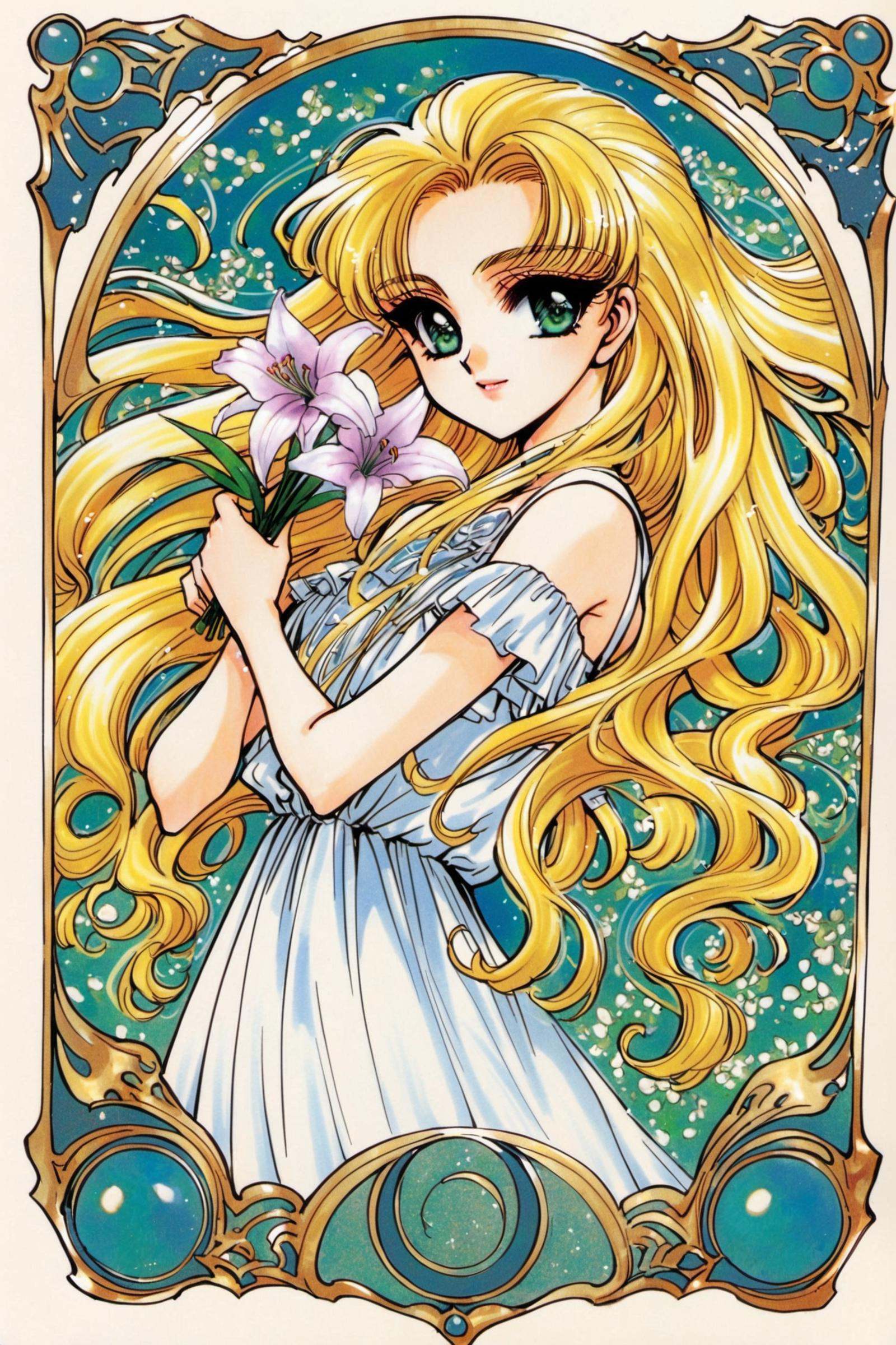 1girl,  flower,  long hair on Tensor.Art