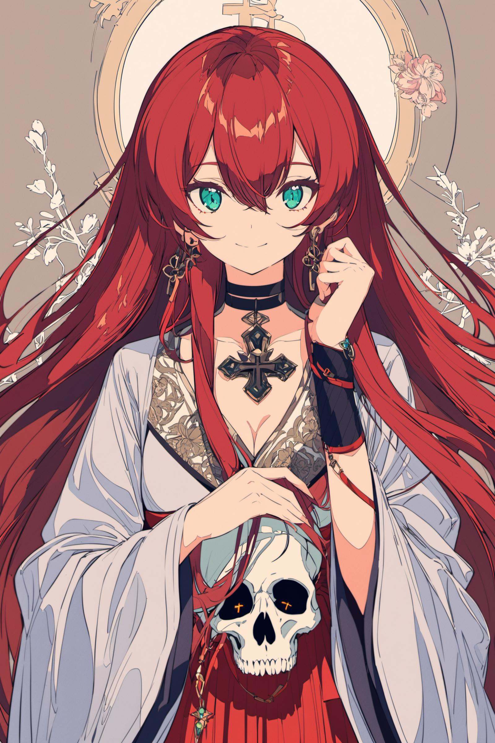 1girl,  red hair,  horns on Tensor.Art