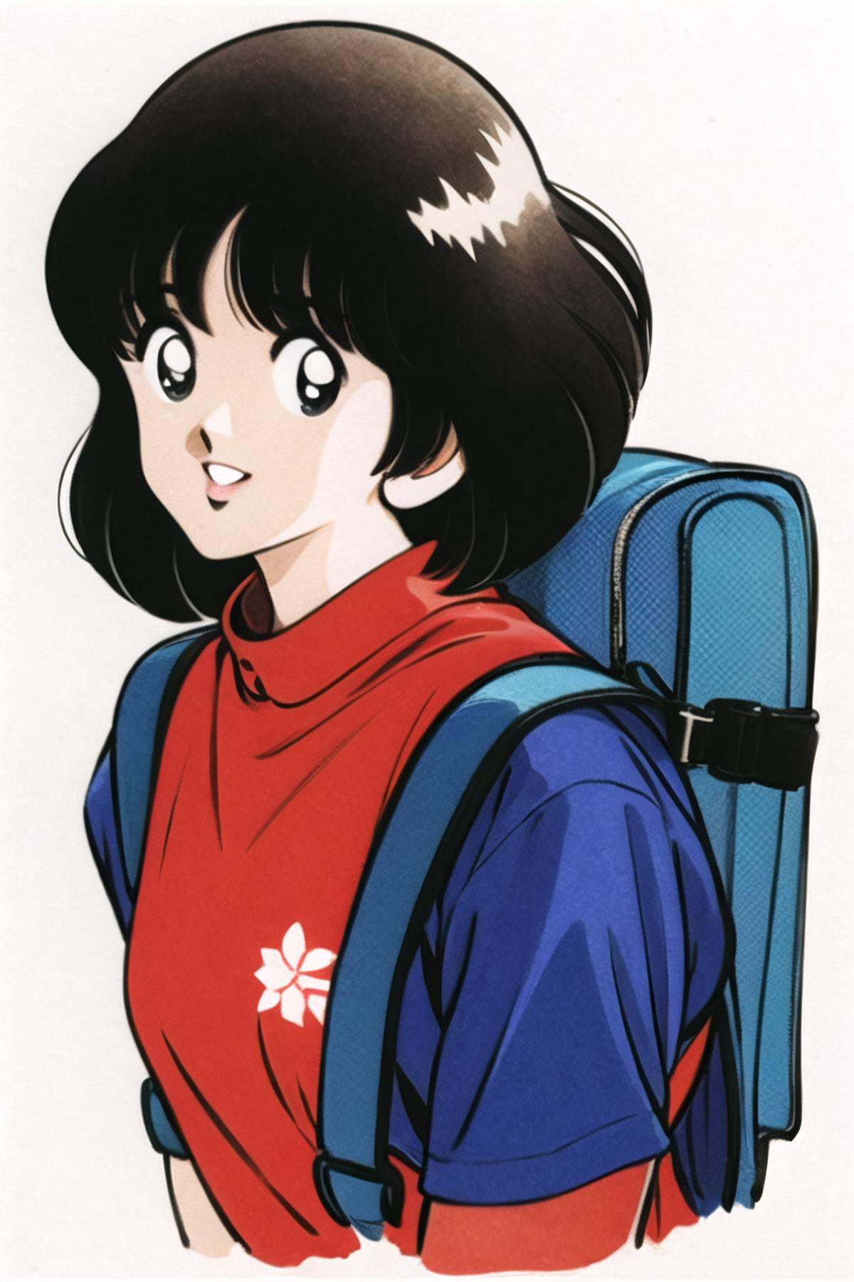 solo,  black hair,  bag on Tensor.Art