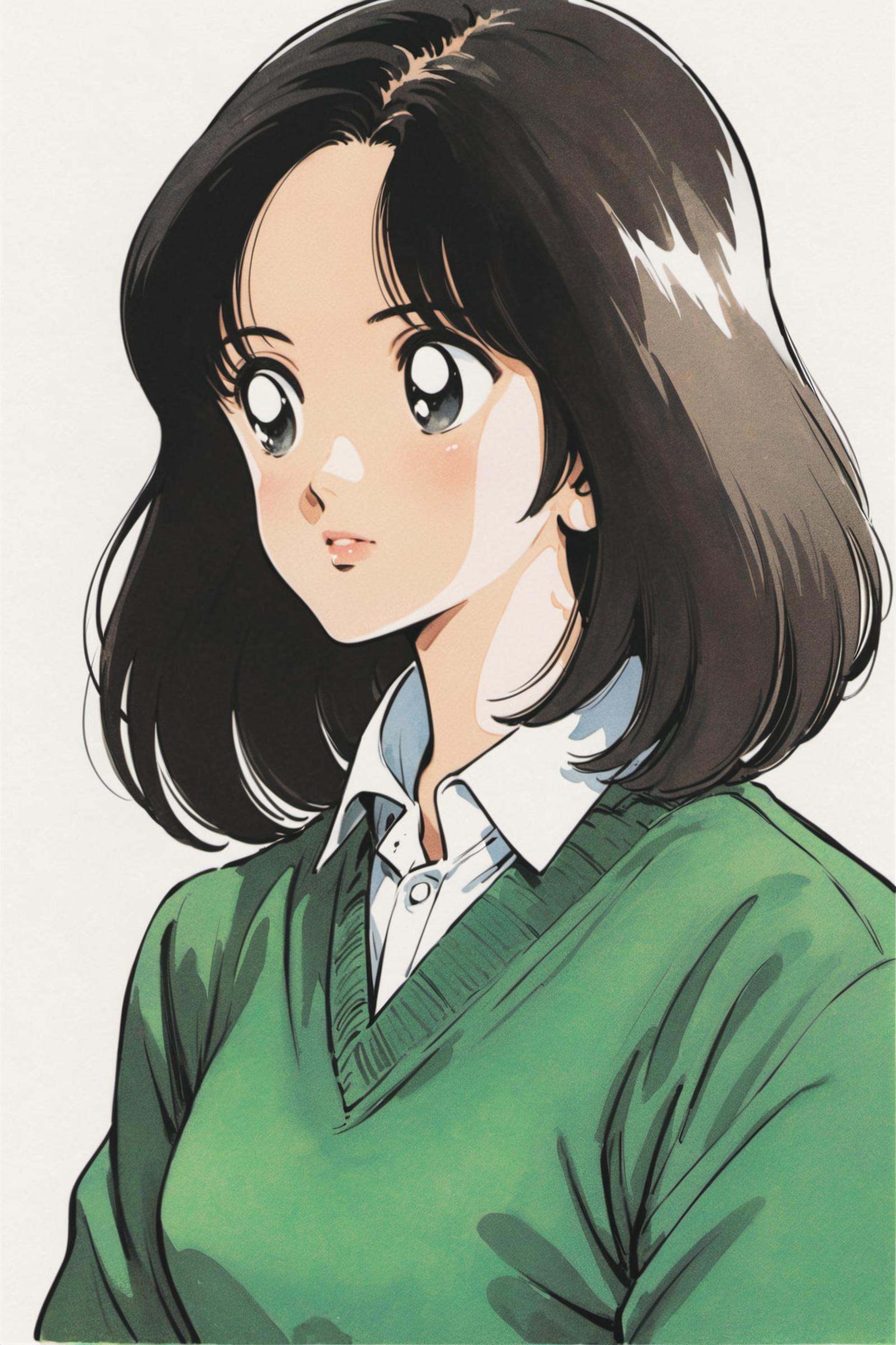 solo,  1girl,  black hair on Tensor.Art