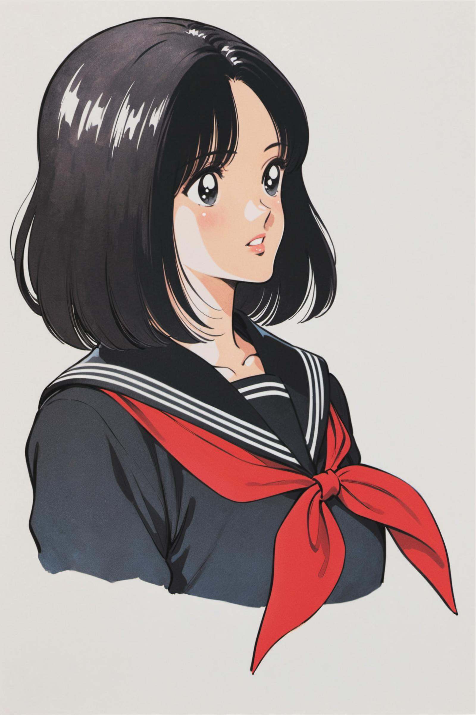 1girl,  solo,  black hair on Tensor.Art