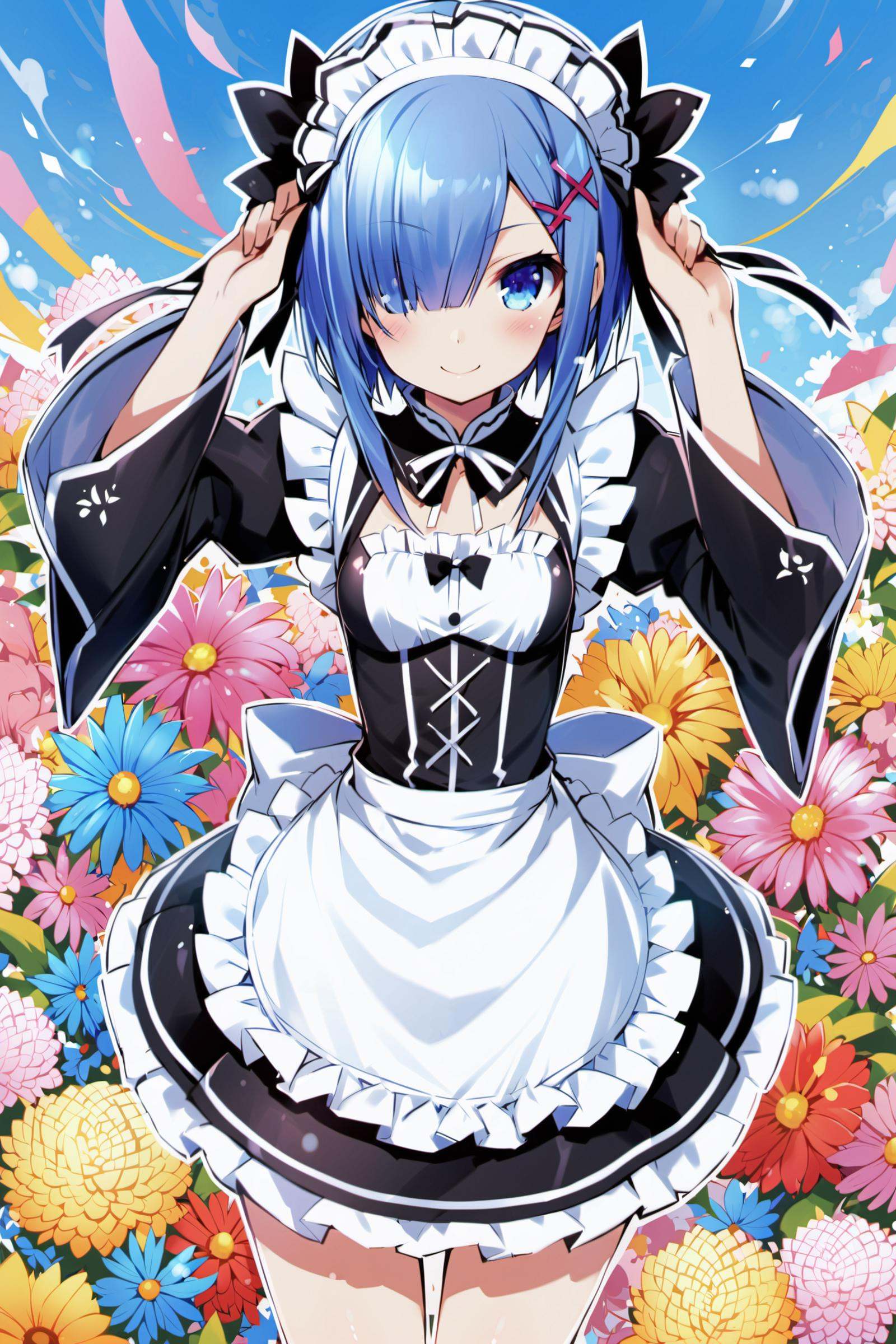 rem (re:zero),  1girl,  solo on Tensor.Art