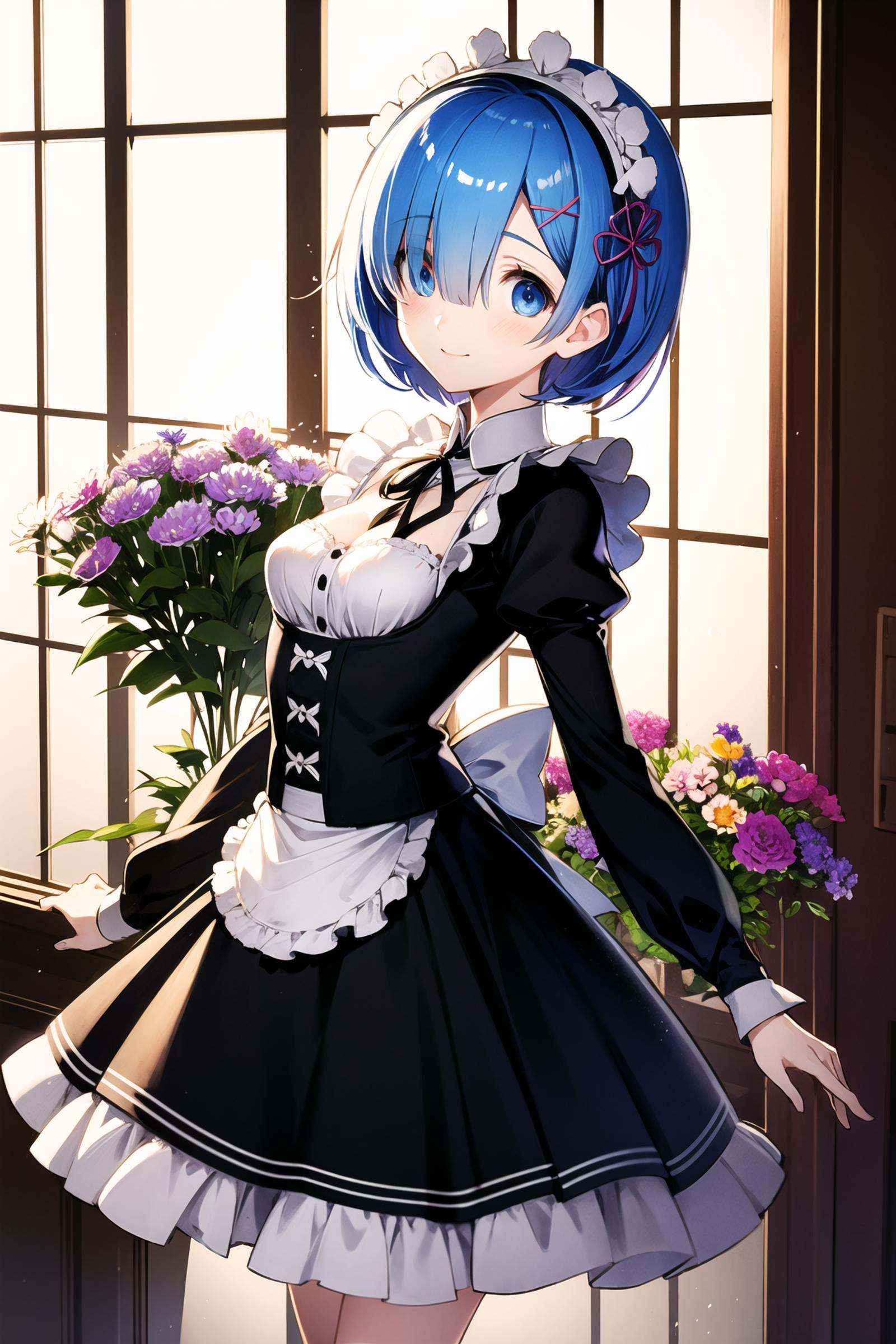 rem (re:zero),  1girl,  solo on Tensor.Art