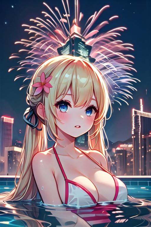 ((rooftop pool)),  ((aerial fireworks)),  taipei_101 on Tensor.Art