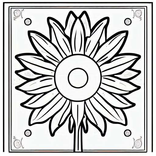 coloring page,  a sunflower on Tensor.Art