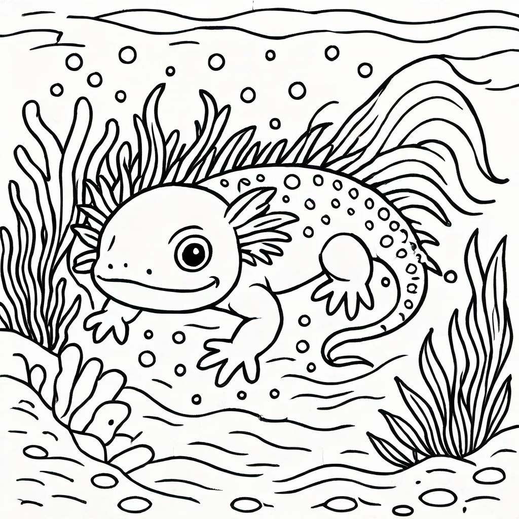coloring page,  axolotl,  ocean on Tensor.Art