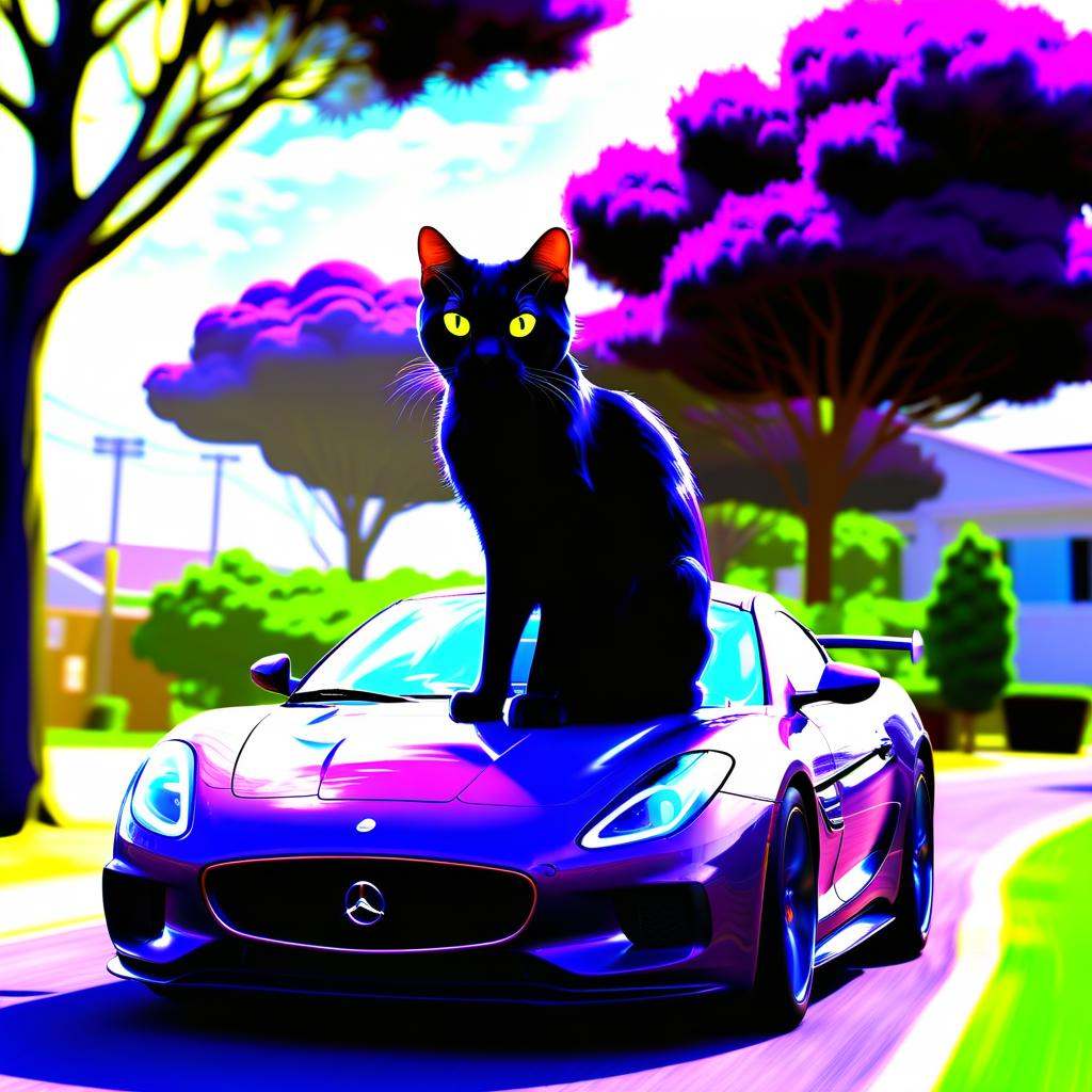 black cat,  tree,  cloud on Tensor.Art