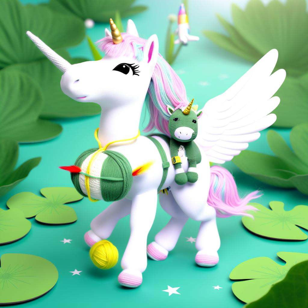 wings,  unicorn,  yarn ball on Tensor.Art