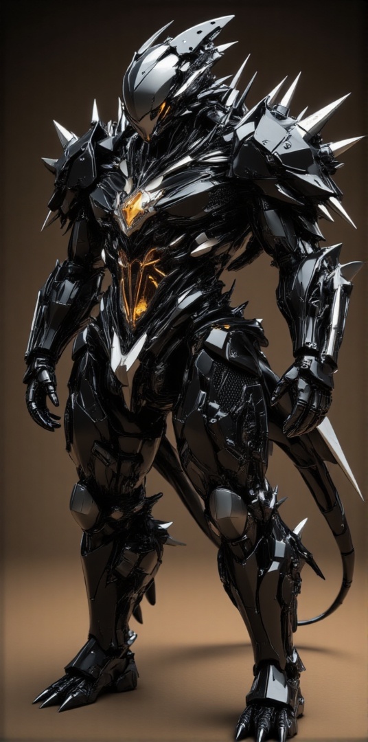 Medium shot from above,  warm natural lighting with subtle highlights on the cyborg's metallic sheen and gradient backgrou...