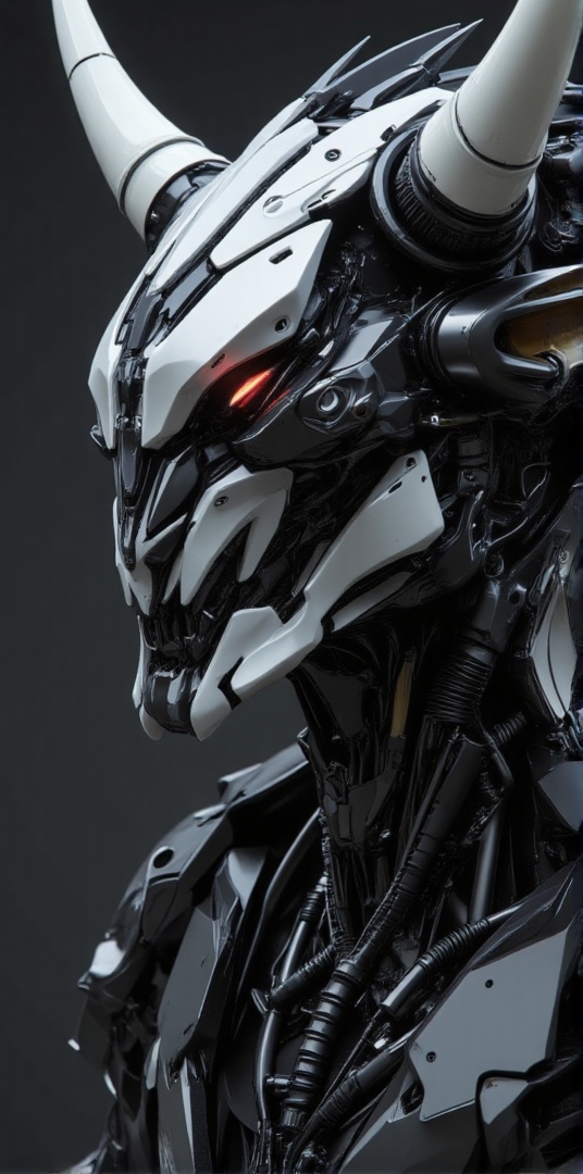 Mecha with bullhead with long horns ,  8k HD analong film photography on Tensor.Art