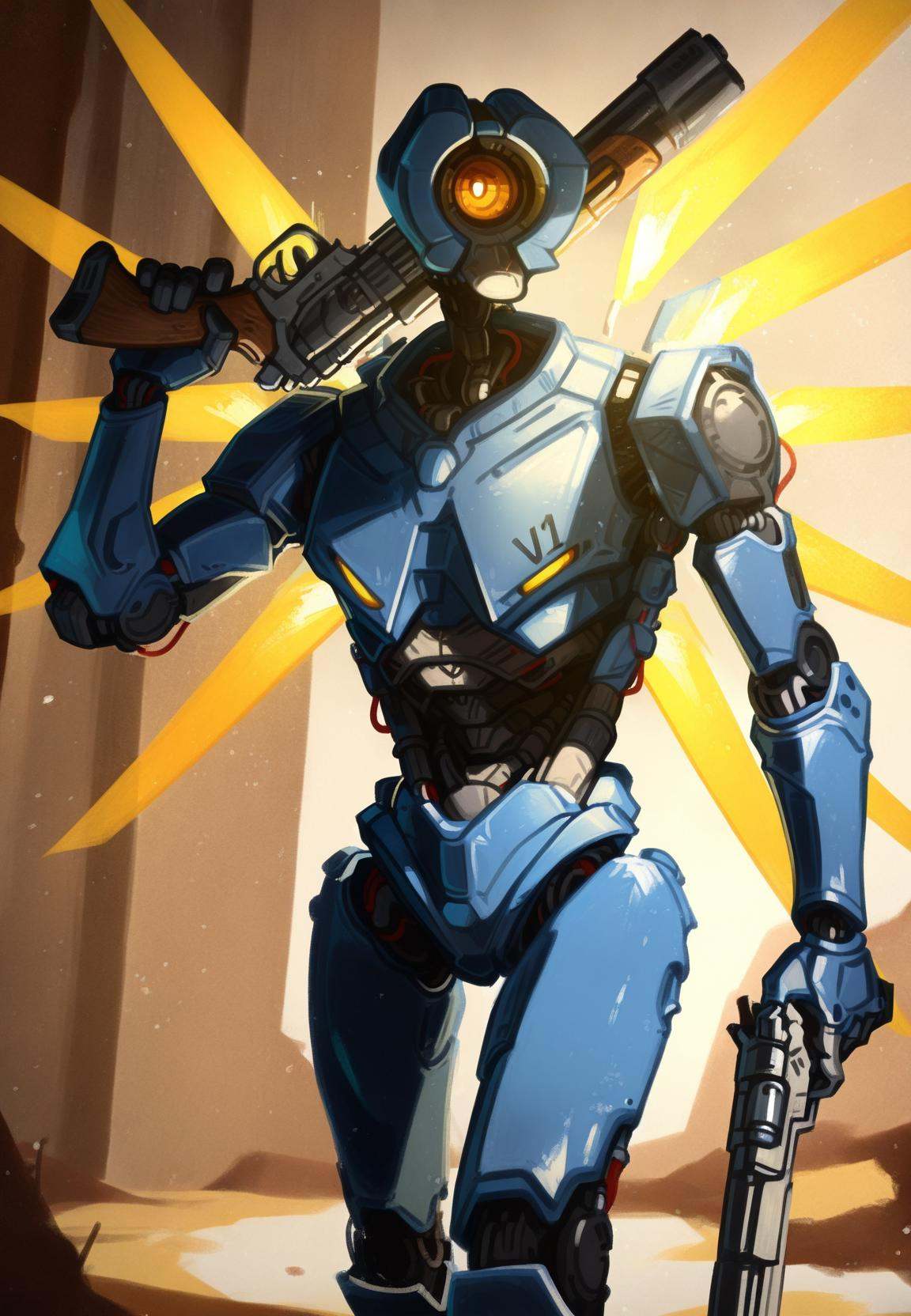v1 \(ultrakill\),  1boy,  male focus on Tensor.Art