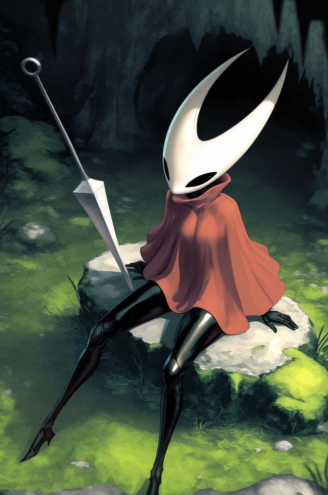1girl,  hornet \(hollow knight\),  red cloak on Tensor.Art