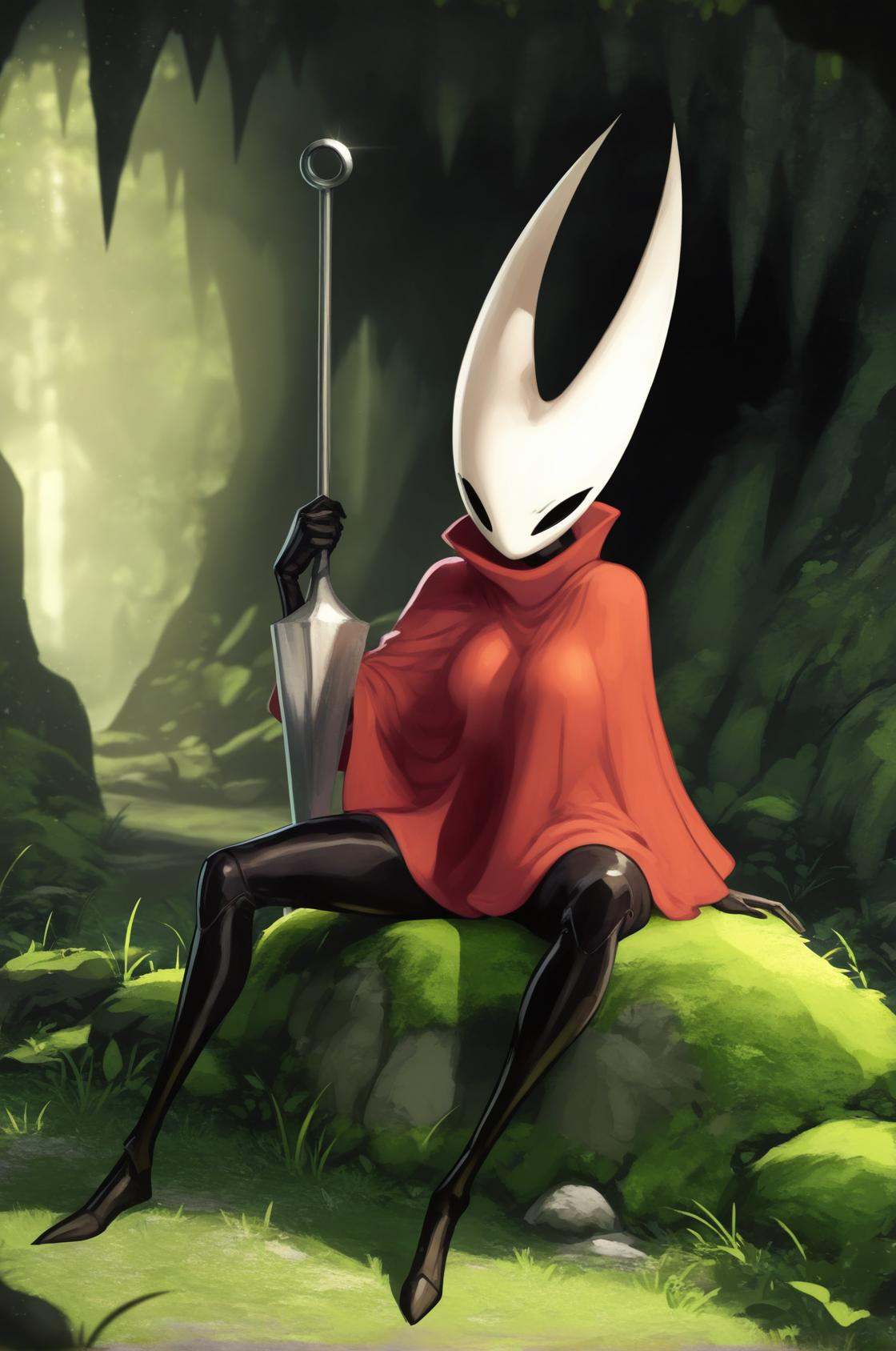 1girl,  hornet \(hollow knight\),  red cloak on Tensor.Art