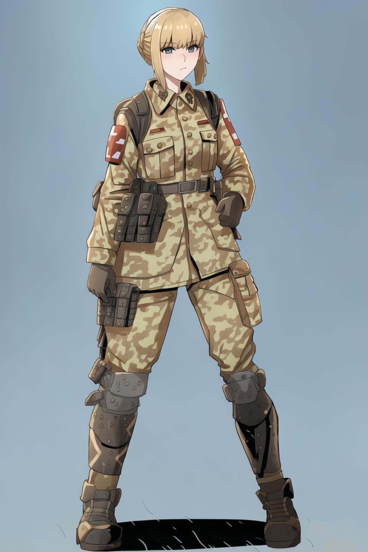 full body,  woman,  soldier on Tensor.Art