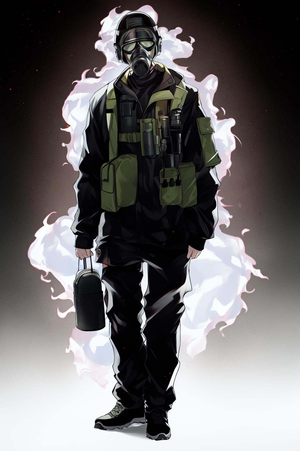 full body,  man in a gas mask on Tensor.Art