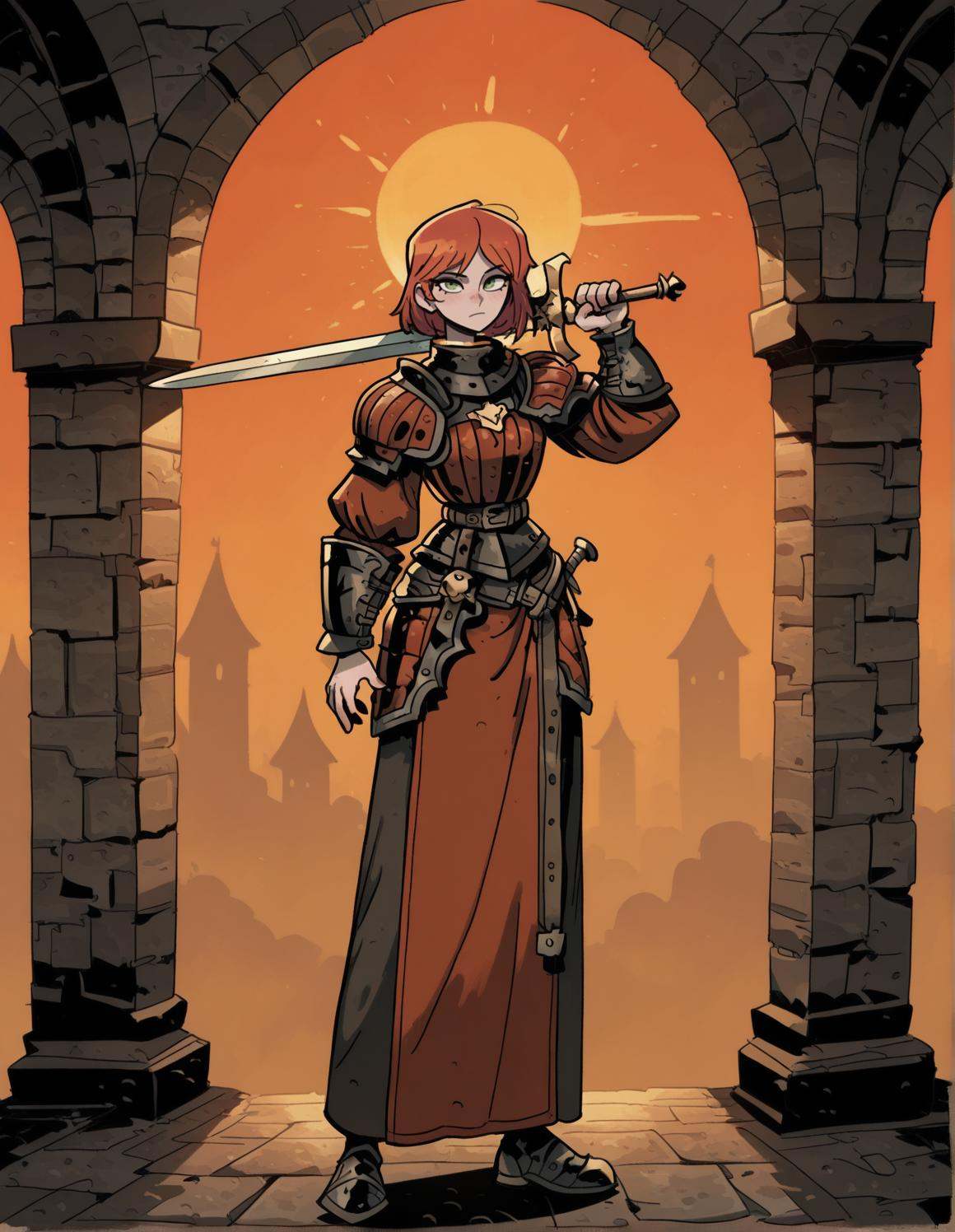 1girl,  looking at viewer,  medieval armor on Tensor.Art