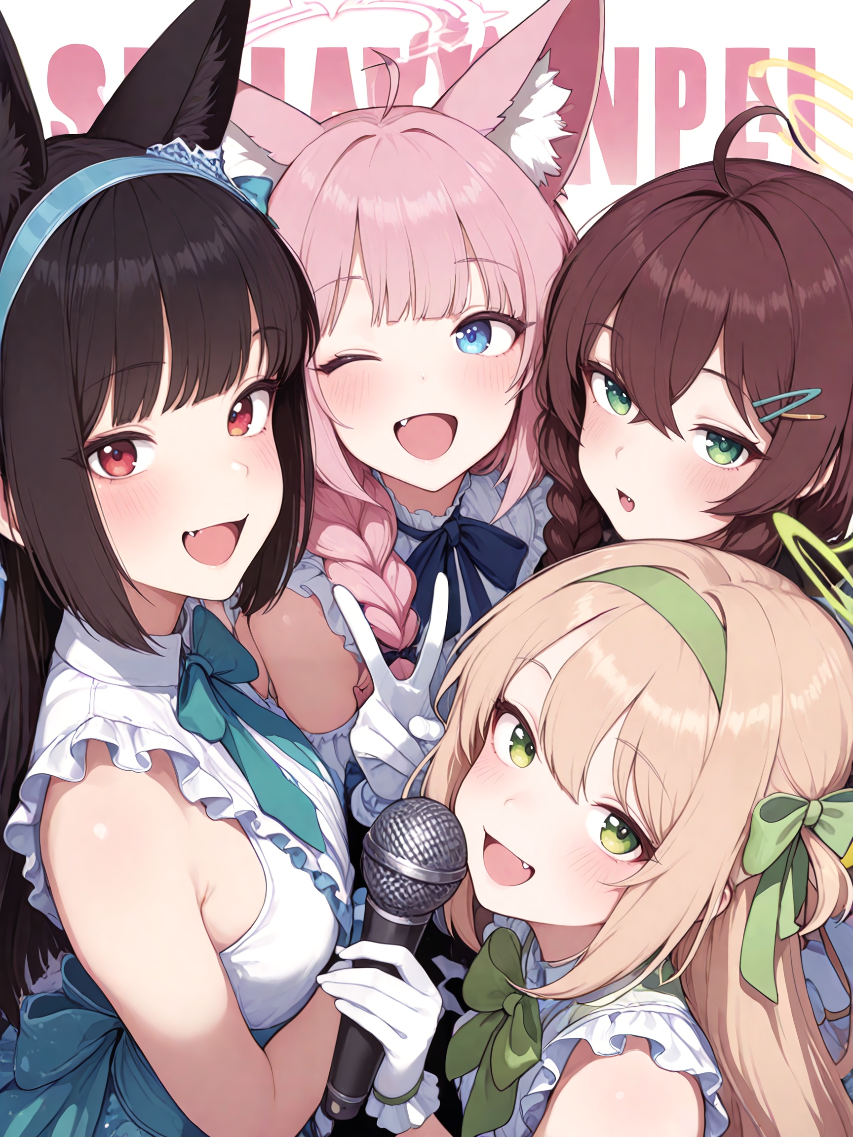 multiple girls,  4girls,  microphone on Tensor.Art