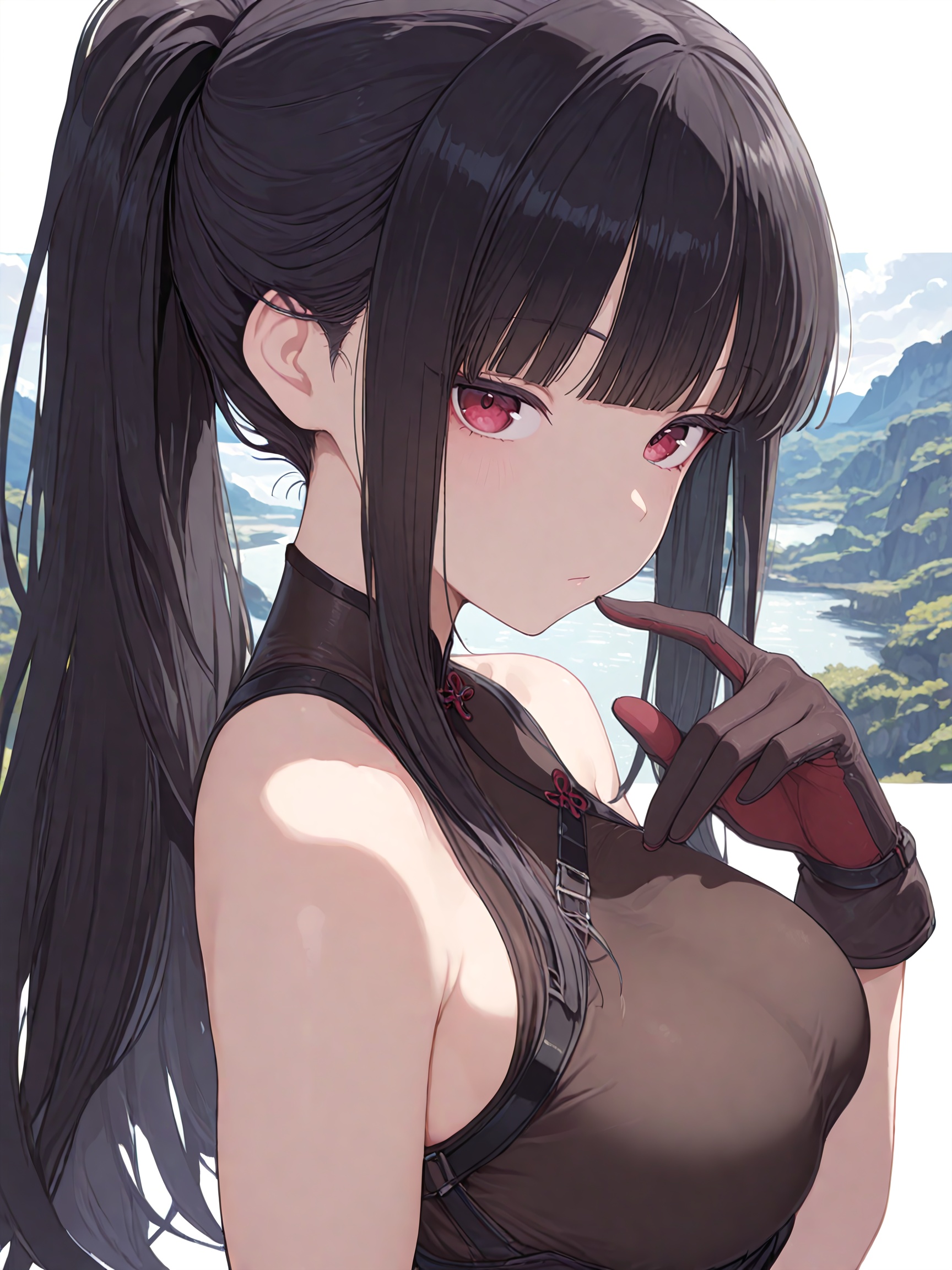 girl,  solo,  red eyes on Tensor.Art