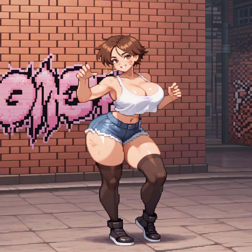 Csp2Pixel,  from side,  fighting stance on Tensor.Art