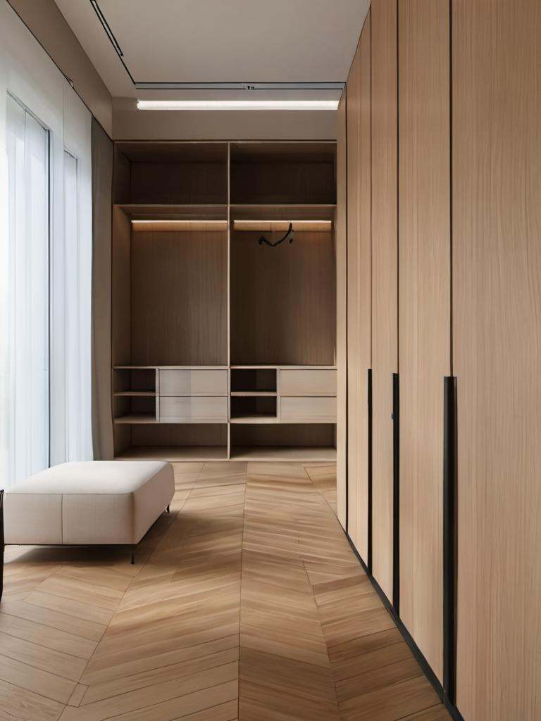 cloakroom,  wood flooring,  glass door on Tensor.Art