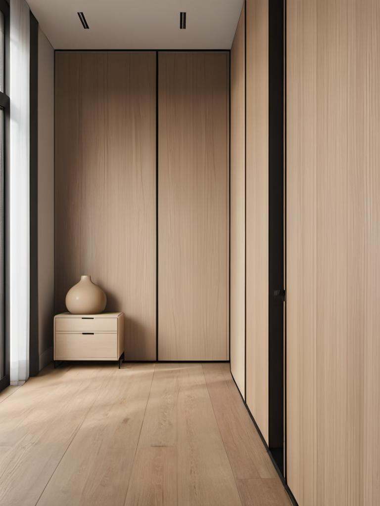 cloakroom,  wood flooring,  glass door on Tensor.Art