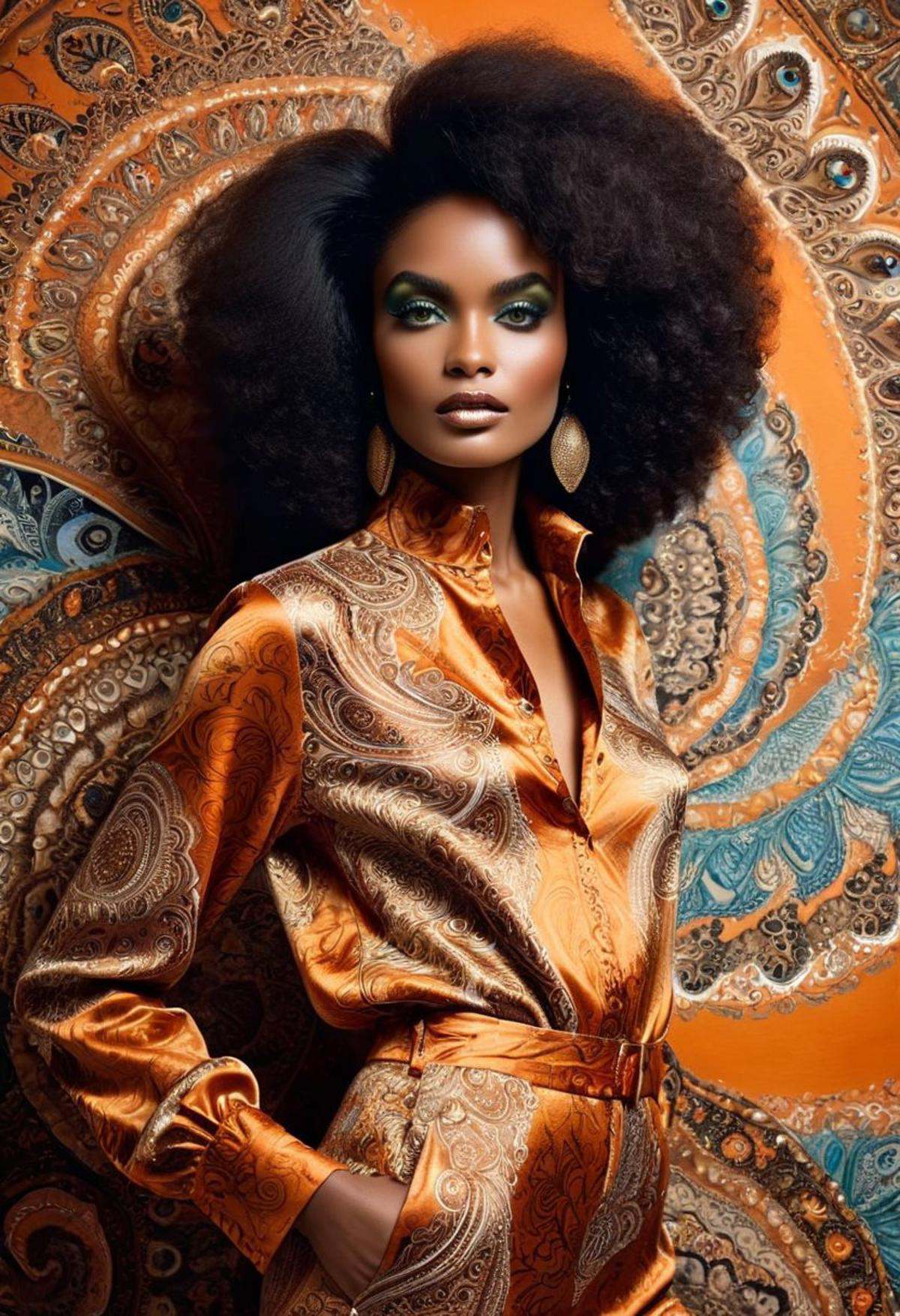 A breathtaking fashion photograph portrait,  capturing a 1968 Elle woman's magazine fashion shoot featuring a stunning hig...