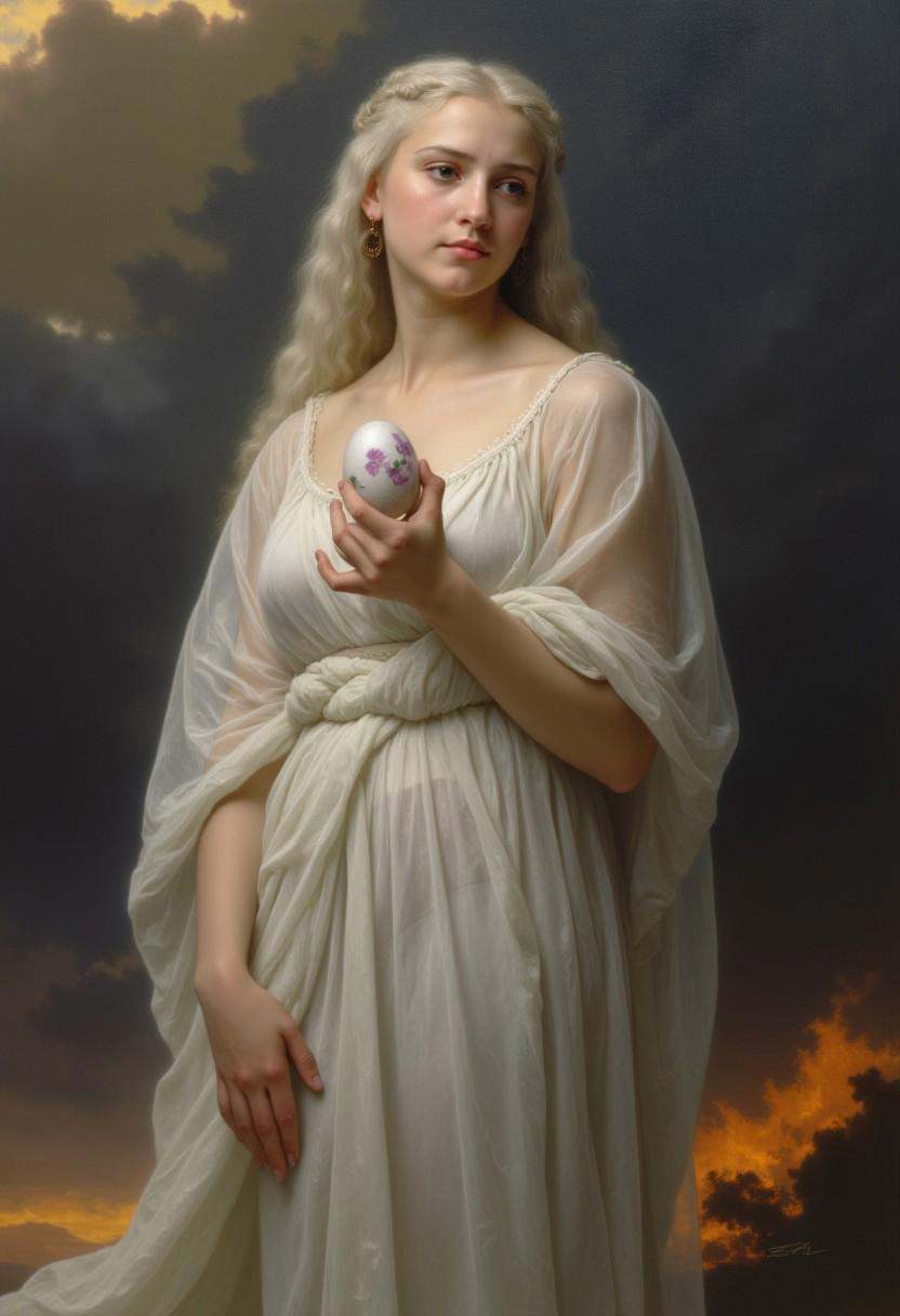 Wil_Ad. A classical-style painting of Daenerys Targaryen,  inspired by her iconic sheer dress from Game of Thrones. She is...