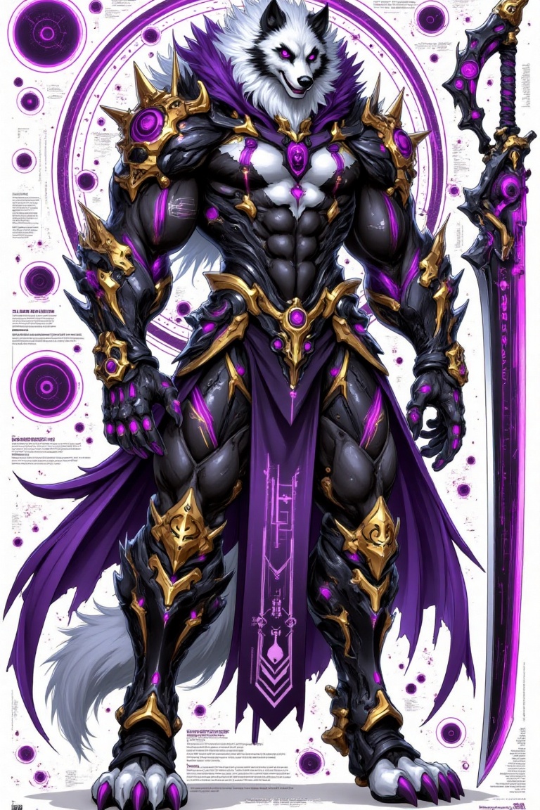 “Create a detailed,  anthropomorphic wolf warrior with a muscular physique,  wearing intricate on Tensor.Art