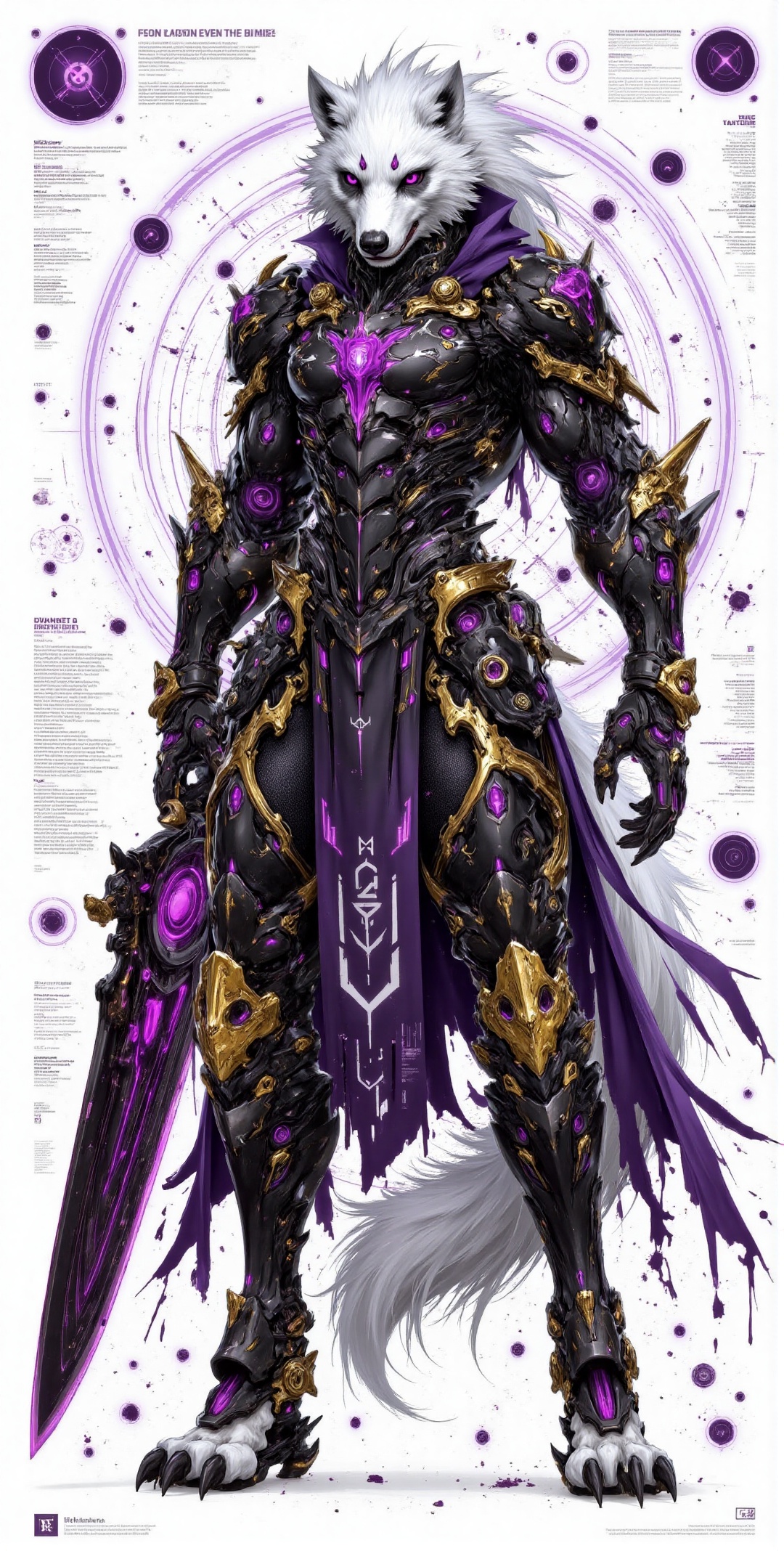 “Create a detailed,  anthropomorphic wolf warrior with a muscular physique,  wearing intricate on Tensor.Art