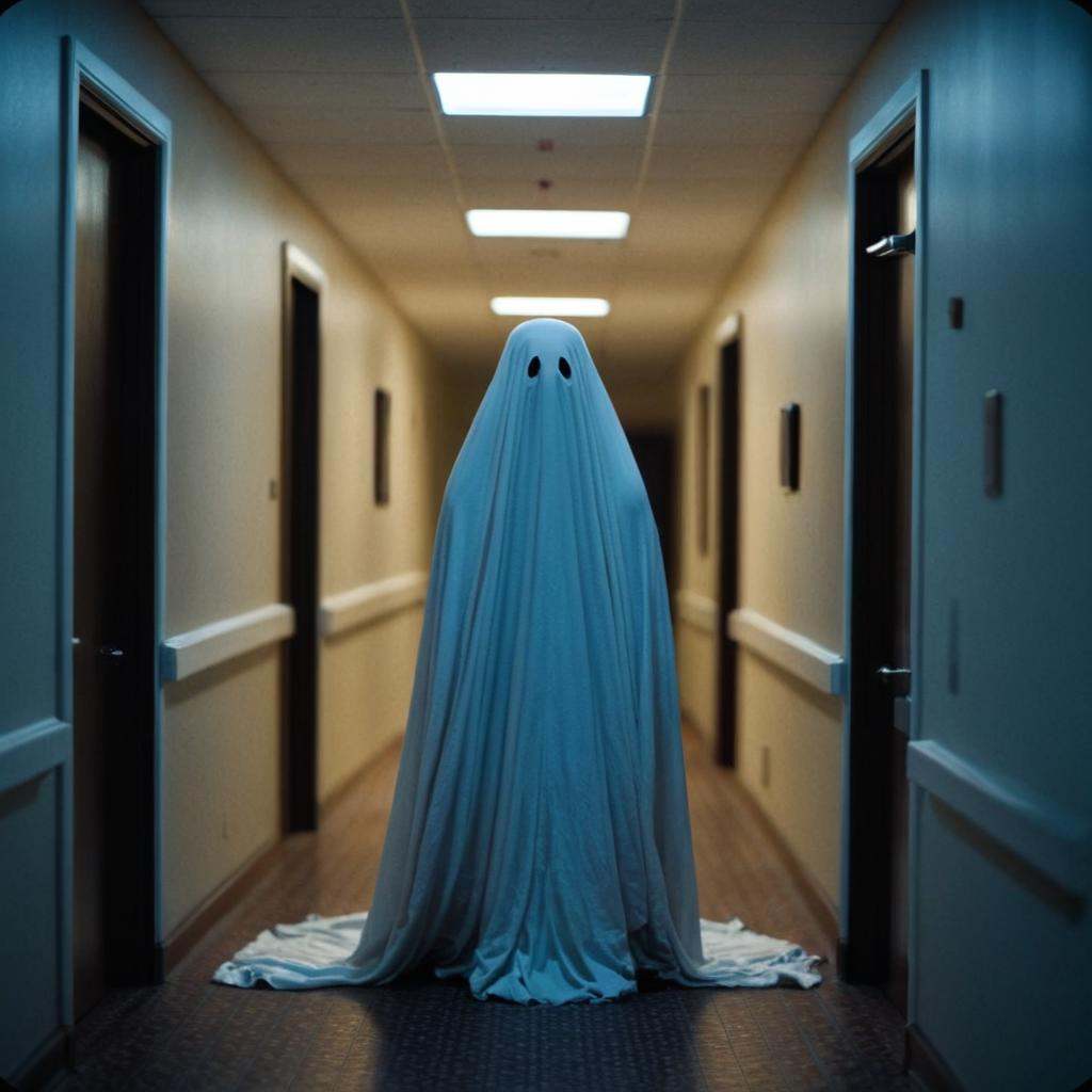 cinematic film still of cinematic film style a ghost is standing in a hallway,  perfect image,  perfect body on Tensor.Art