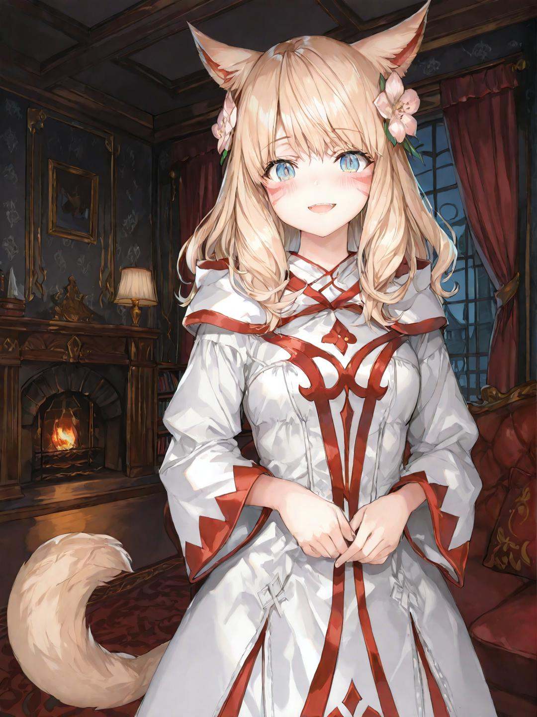 momokoffxiv,  miqo'te,  blue eyes on Tensor.Art