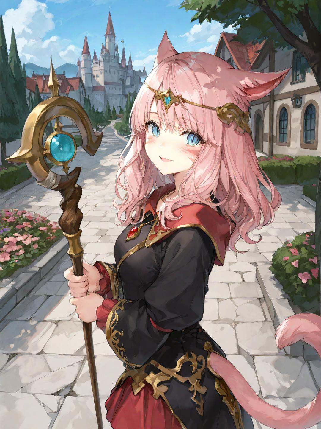 momokoffxiv,  miqo'te,  blue eyes on Tensor.Art