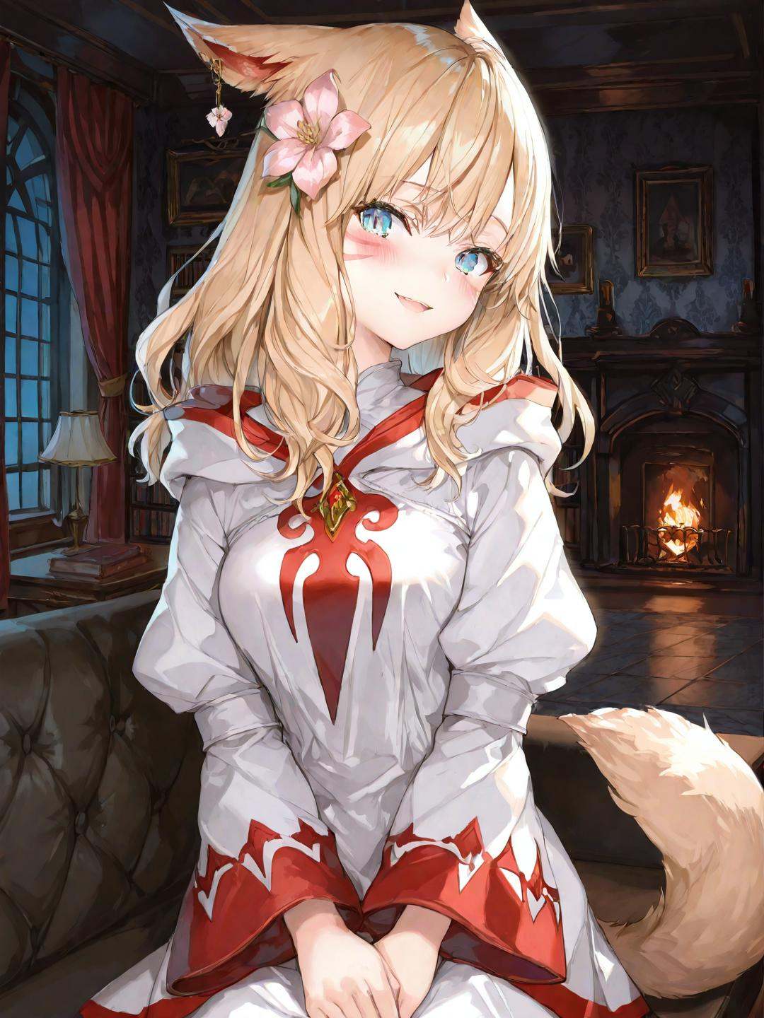 momokoffxiv,  miqo'te,  blue eyes on Tensor.Art