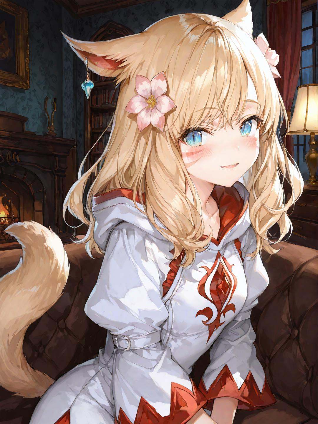 momokoffxiv,  miqo'te,  blue eyes on Tensor.Art