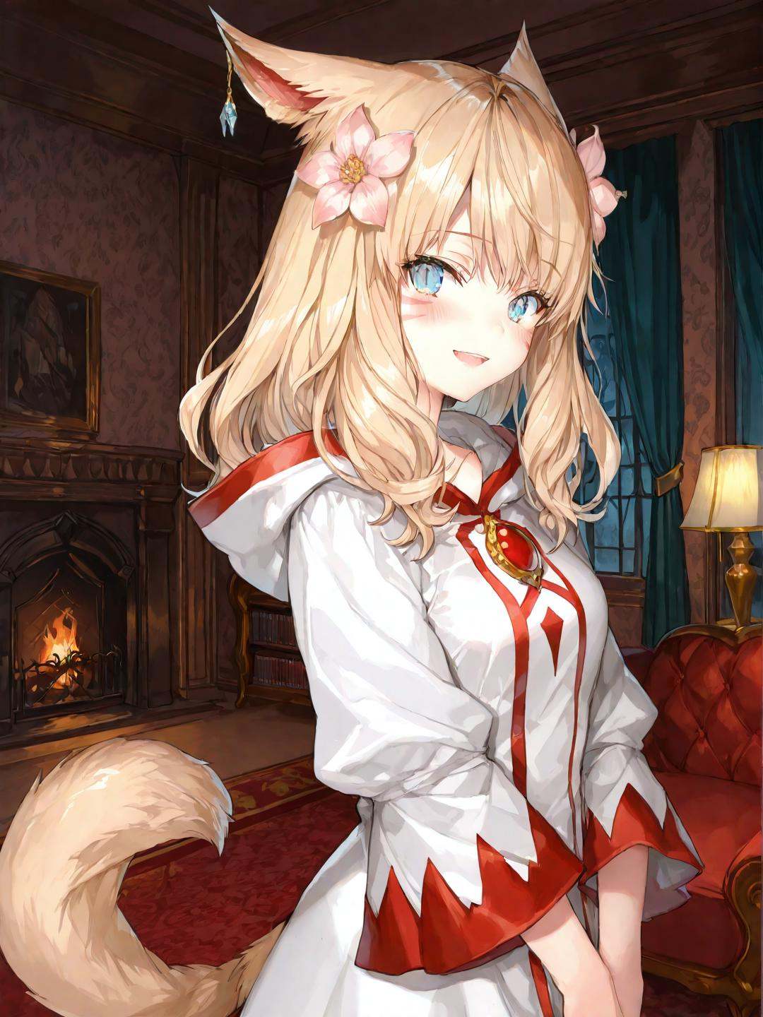 momokoffxiv,  miqo'te,  blue eyes on Tensor.Art
