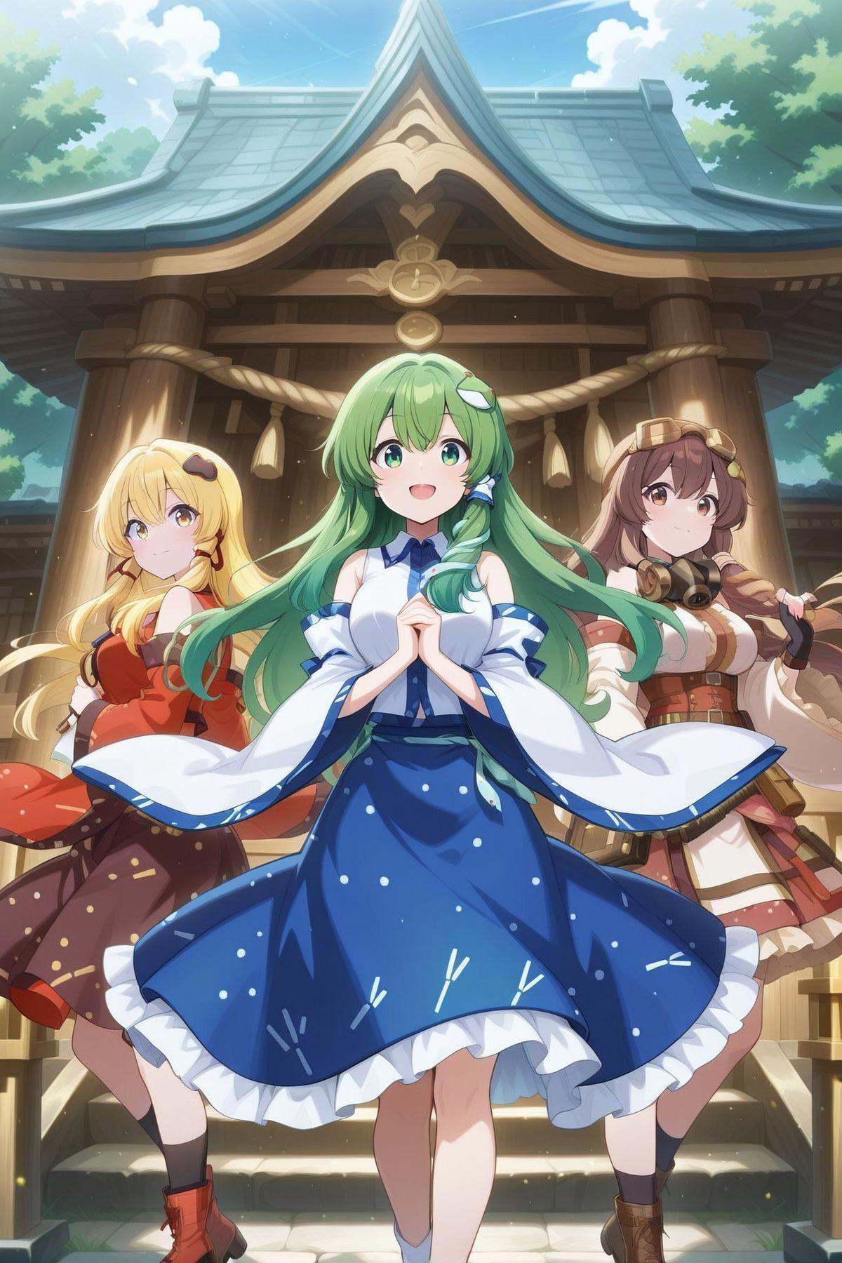 3girls,  dynamic pose,  outdoors on Tensor.Art