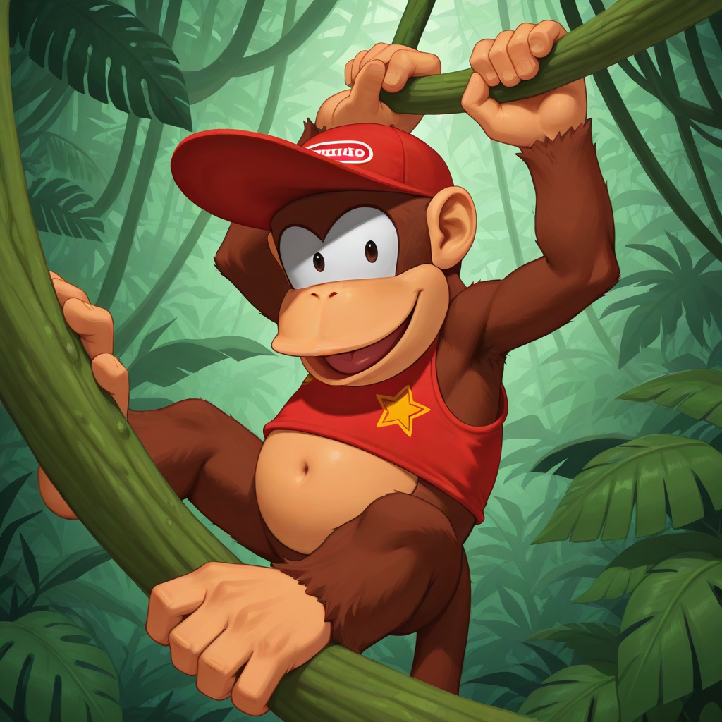 diddy_kong,  Red hat,  Brown_fur on Tensor.Art