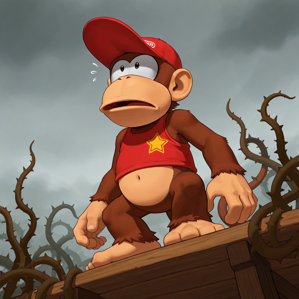 diddy_kong,  Red hat,  Brown_fur on Tensor.Art