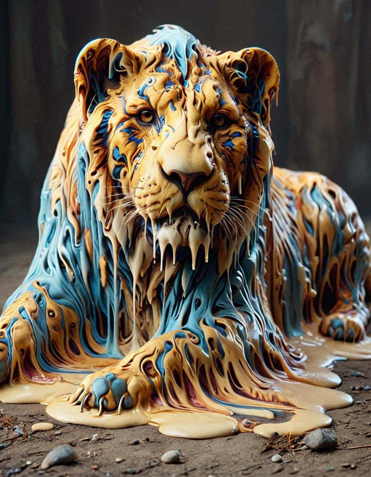 cinematic still meltinglora,  1lion,  melting fur . emotional on Tensor.Art