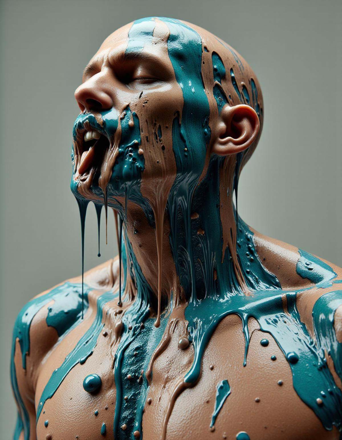meltinglora,  photography of a melting man on Tensor.Art