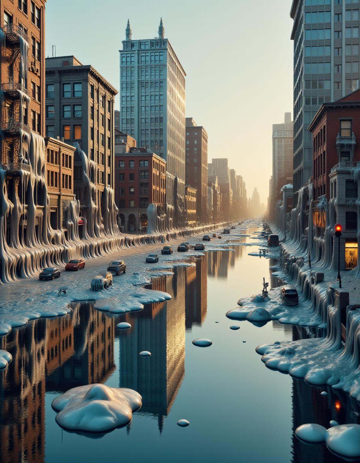 meltinglora,  photography of a melting city on Tensor.Art