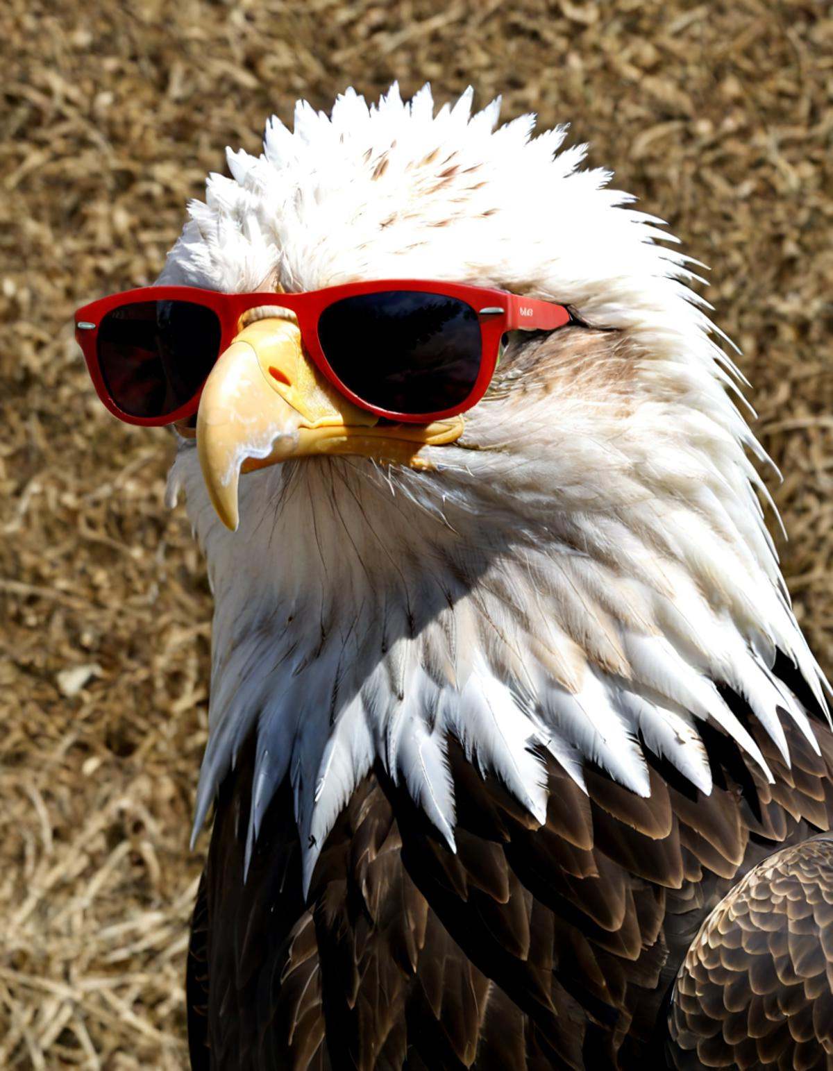 Photorealistic animallora,  eagle,  sunglasses . Ultra-high detail on Tensor.Art