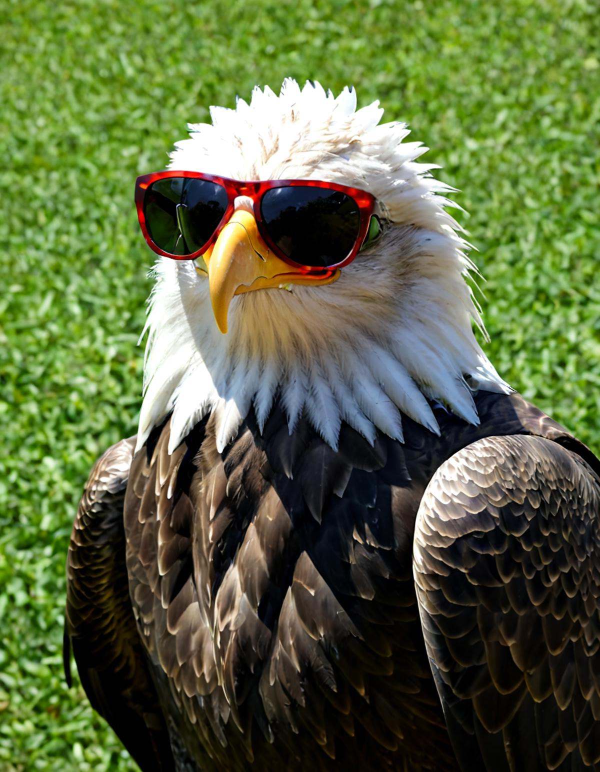 Photorealistic animallora,  eagle,  sunglasses . Ultra-high detail on Tensor.Art