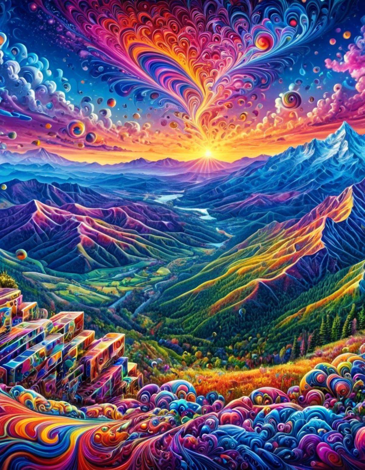Masterpiece psychedelicv2lora,  colorful,  scenery on Tensor.Art