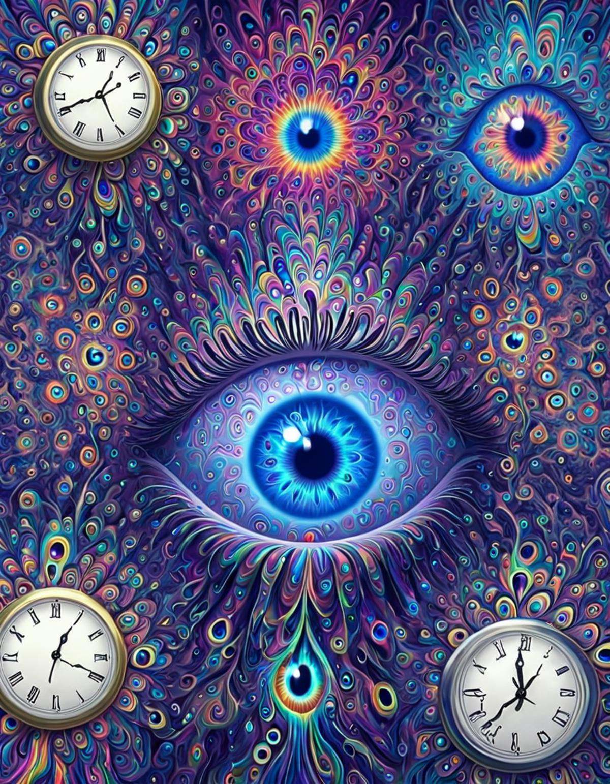 psychedeliclora,  scenery.colorful,  clock on Tensor.Art