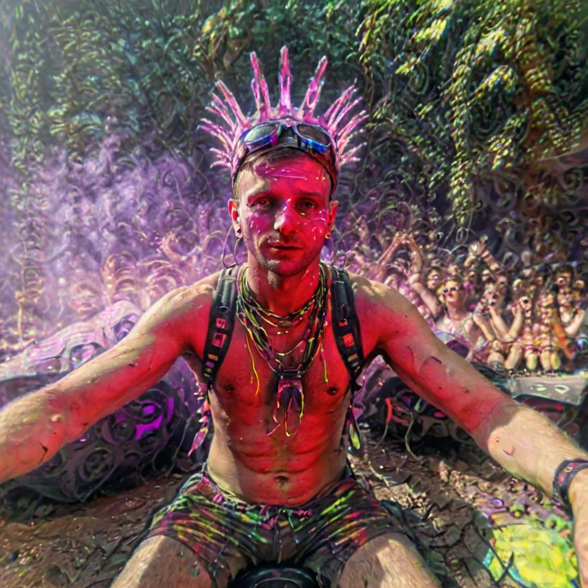 a man on a rave festival,  party on Tensor.Art