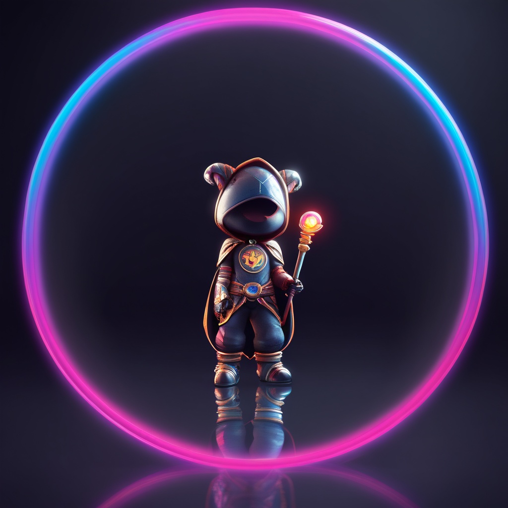 a kawaii chibi avatar of 1boy in mage shirt pants holding staff,  detailed,  inside plastic circle on Tensor.Art